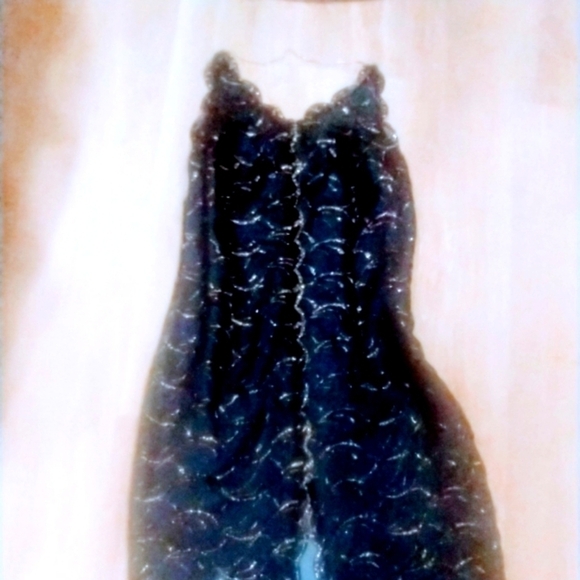 Vintage K Baretti dark blue with‎ silver sequin cocktail halter  dress - Picture 1 of 6